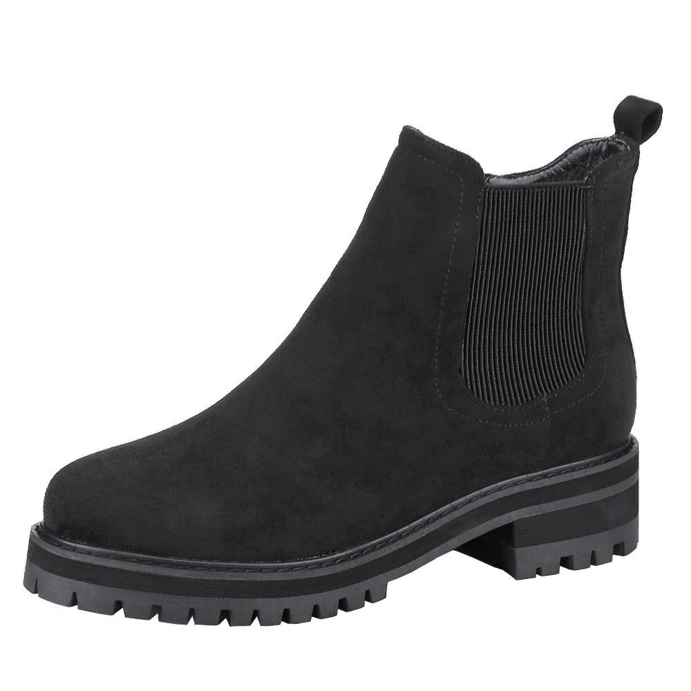 Chic Women's Western Slip-On Ankle Boots with Almond Round Toe and Low Heel
