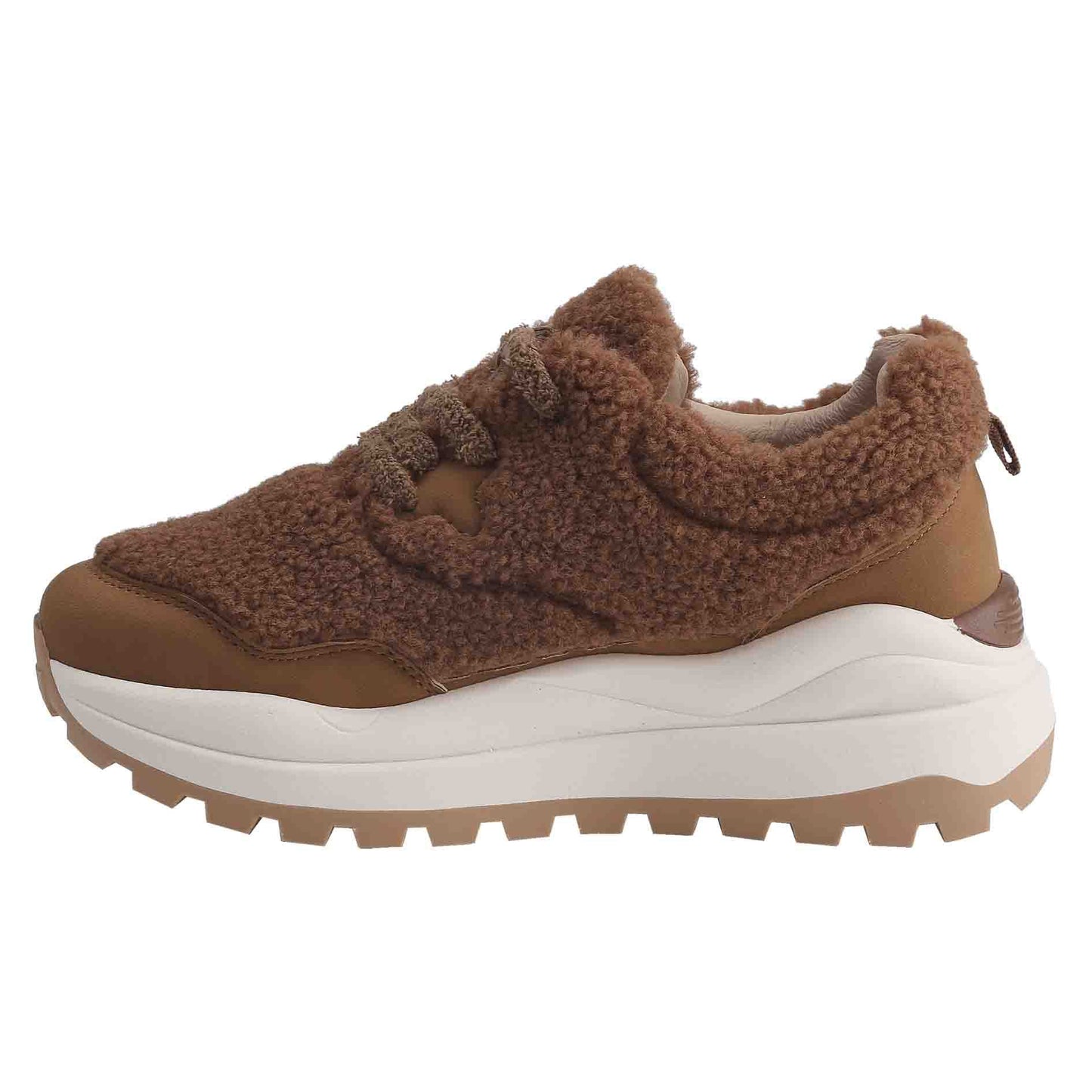 Womens Plush-Fabric Athletic Sneakers Chunky Sole Comfortable Casual Shoes