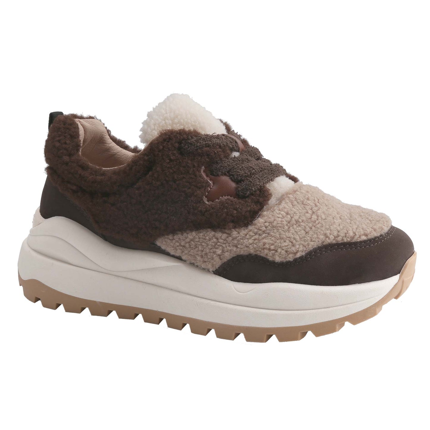 Womens Plush-Fabric Athletic Sneakers Chunky Sole Comfortable Casual Shoes