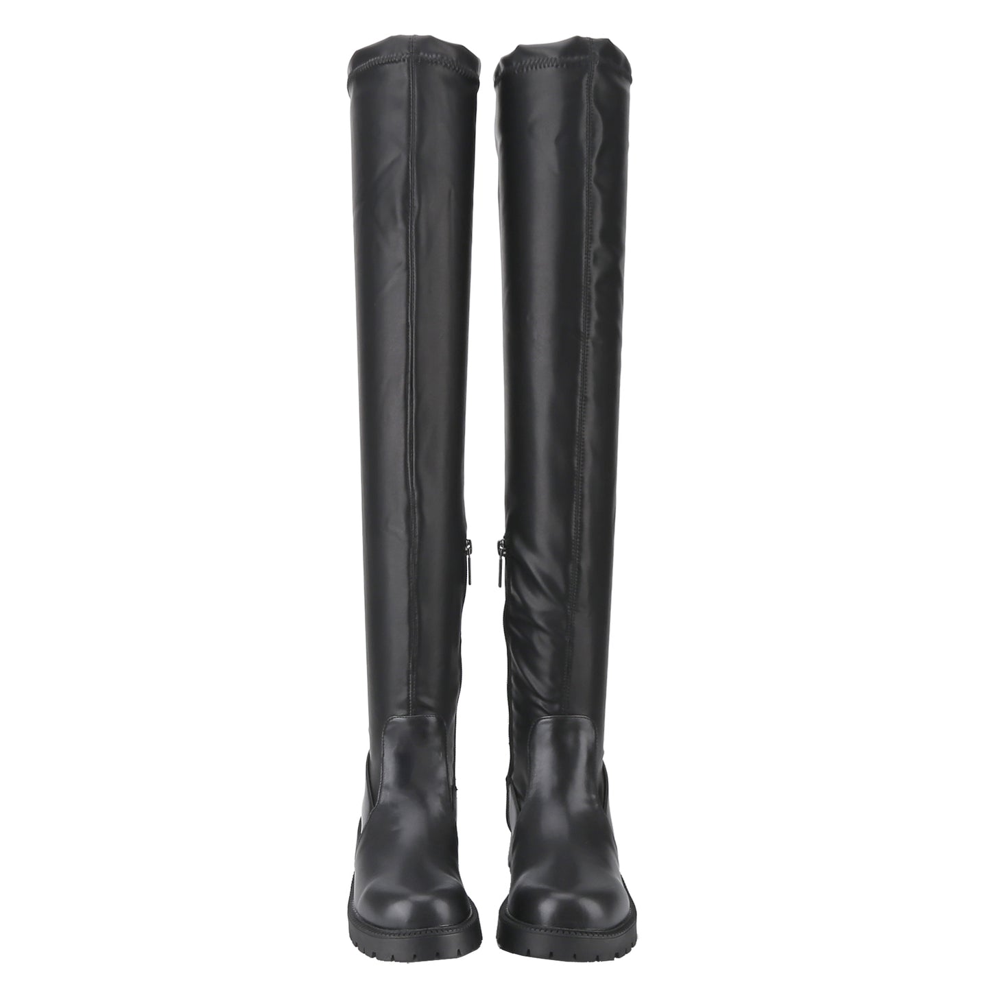 Women's Over-the-Knee Boots Round Toe Leather, Side Zipper Flat Heel, Plus Size and Comfortable Walking Boots with Amber Thick Sole