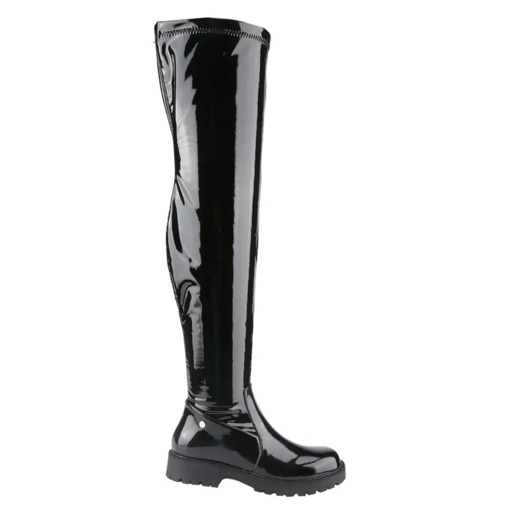 Womens Vintage Round Toe Long Flat Boots Comfortable Side Zip Riding Boots with Rubber Sole for Fall/Winter