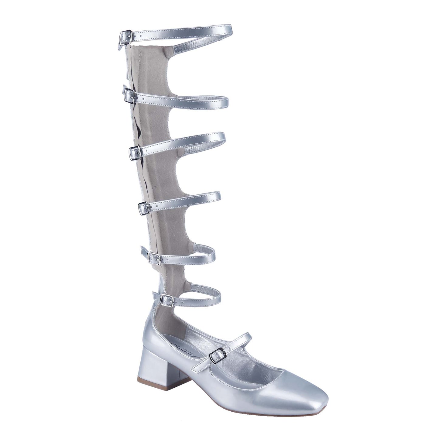 Women's All-Season Mary Jane Shoes: Square-Toe Buckled Cutout Boots
