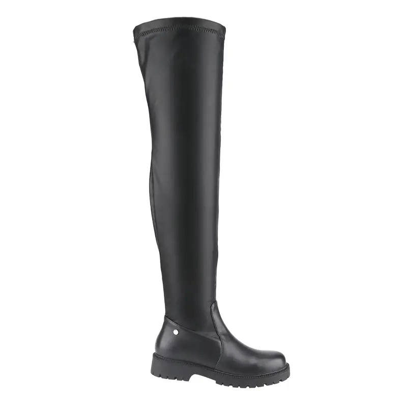 Women's Over-the-Knee Boots Round Toe Leather, Side Zipper Flat Heel, Plus Size and Comfortable Walking Boots with Amber Thick Sole