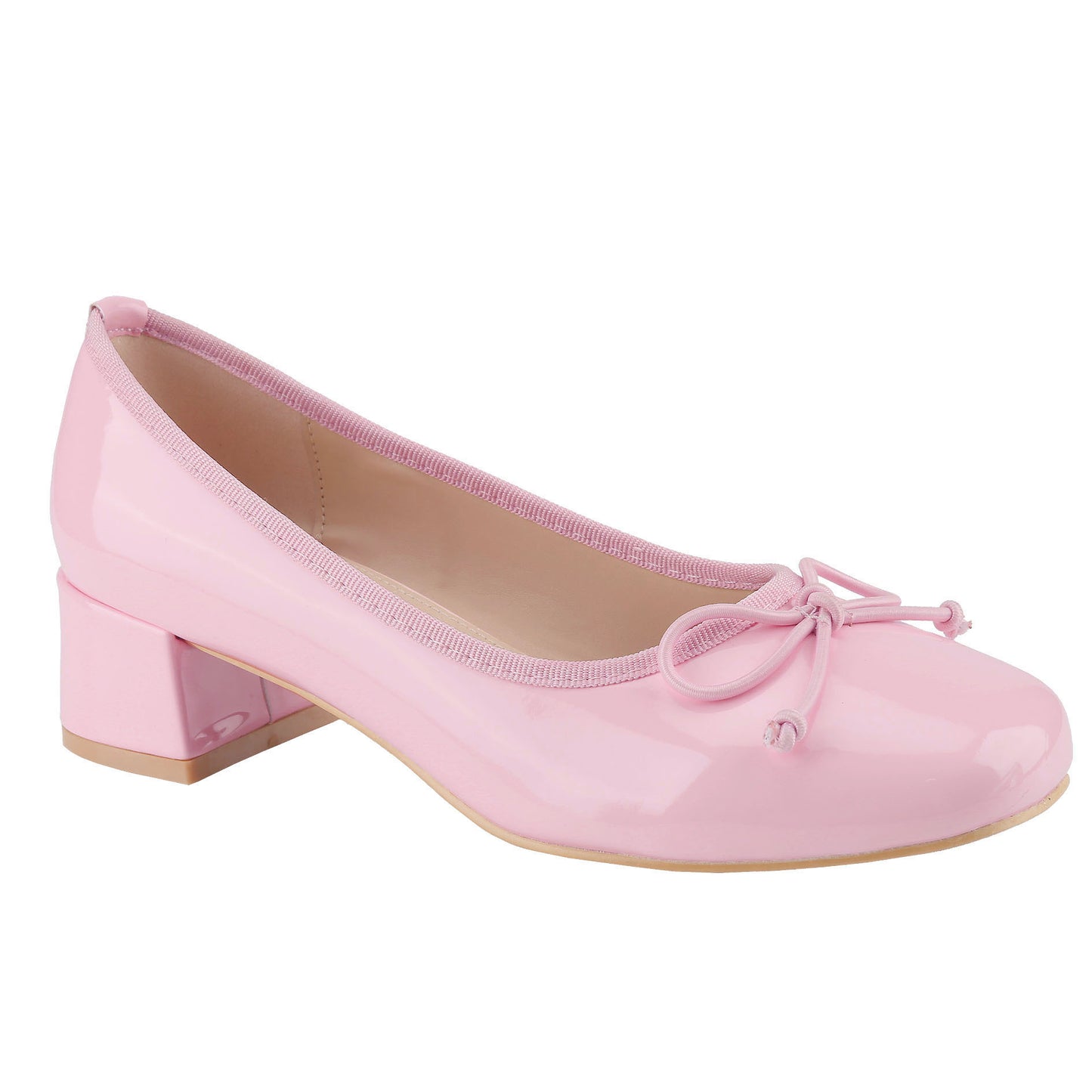 Women's bow heels, low block heels and square toe stylish dress shoes for parties and office pumps