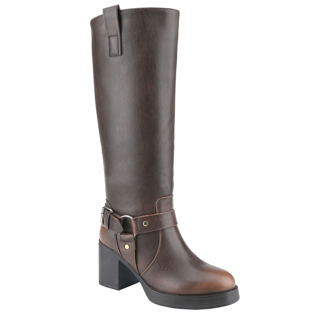 Women's round toe chunky heel tall boots, simple versatile comfortable boots.