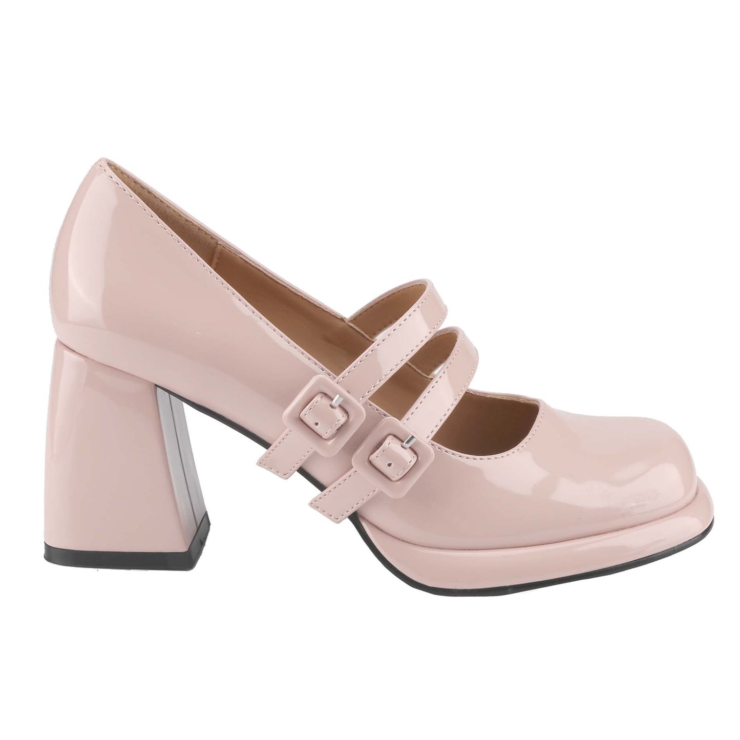 Women's High Heel Chunky Mary Jane Pumps with Square Toe