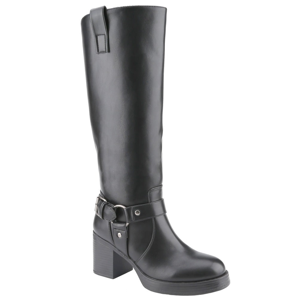 Women's round toe chunky heel tall boots, simple versatile comfortable boots.