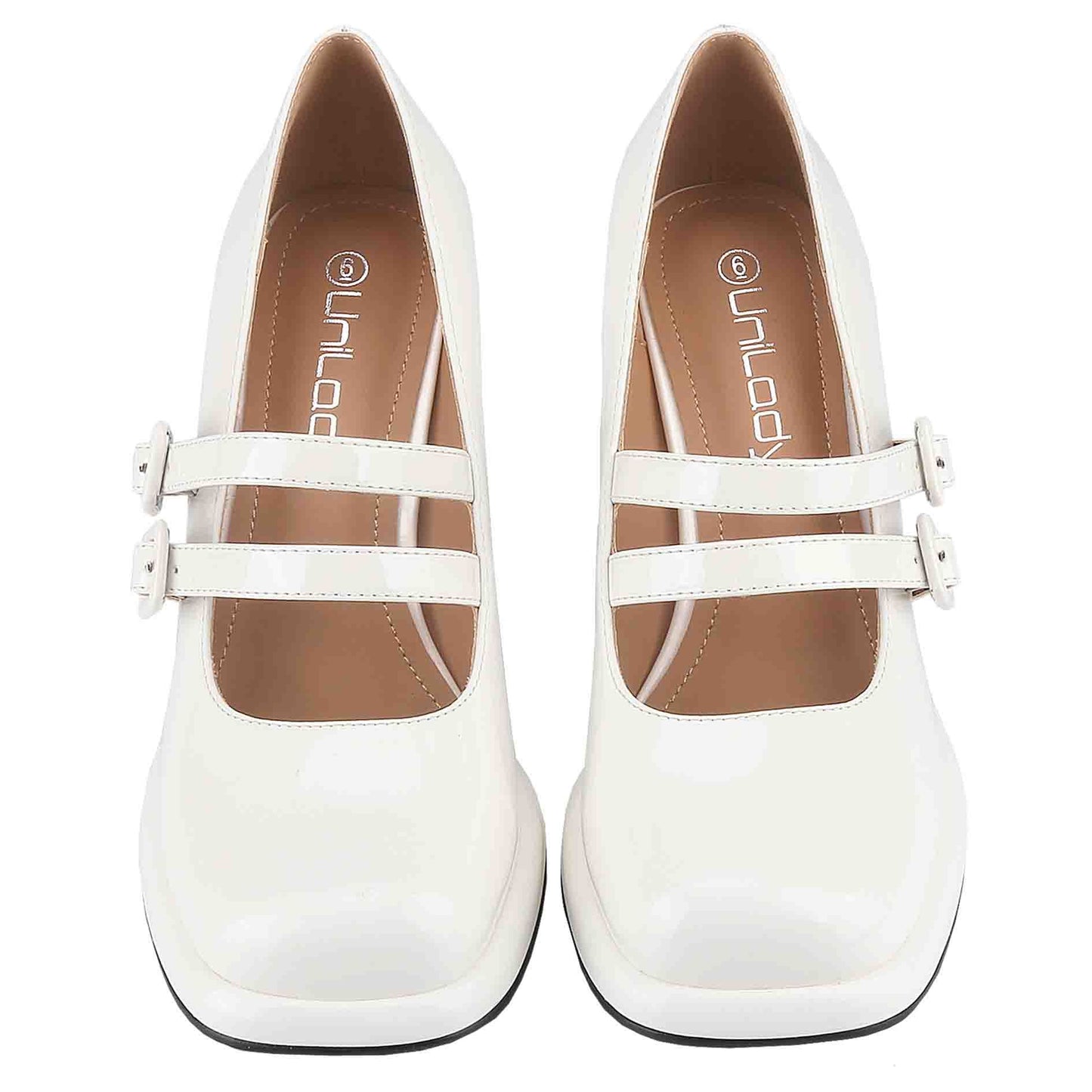 Women's High Heel Chunky Mary Jane Pumps with Square Toe