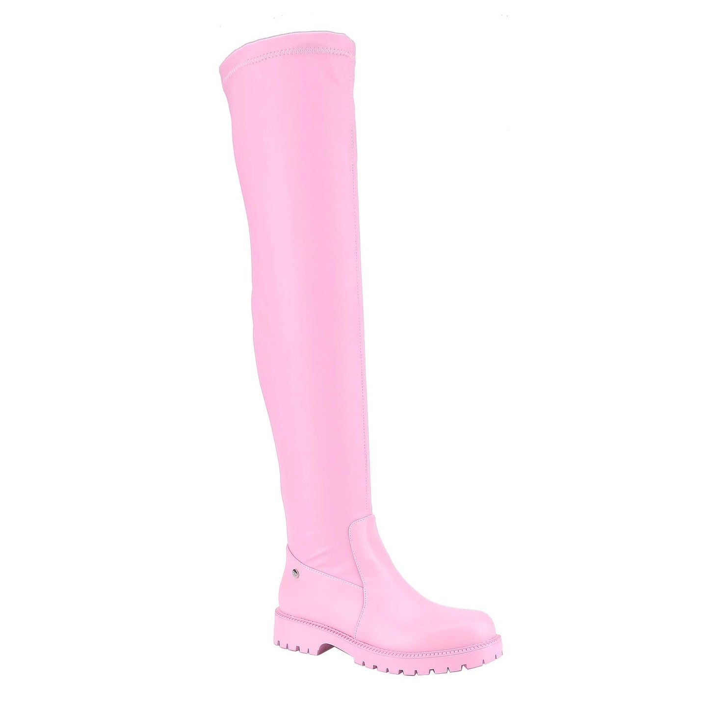Women's Over-the-Knee Boots Round Toe Leather, Side Zipper Flat Heel, Plus Size and Comfortable Walking Boots with Amber Thick Sole