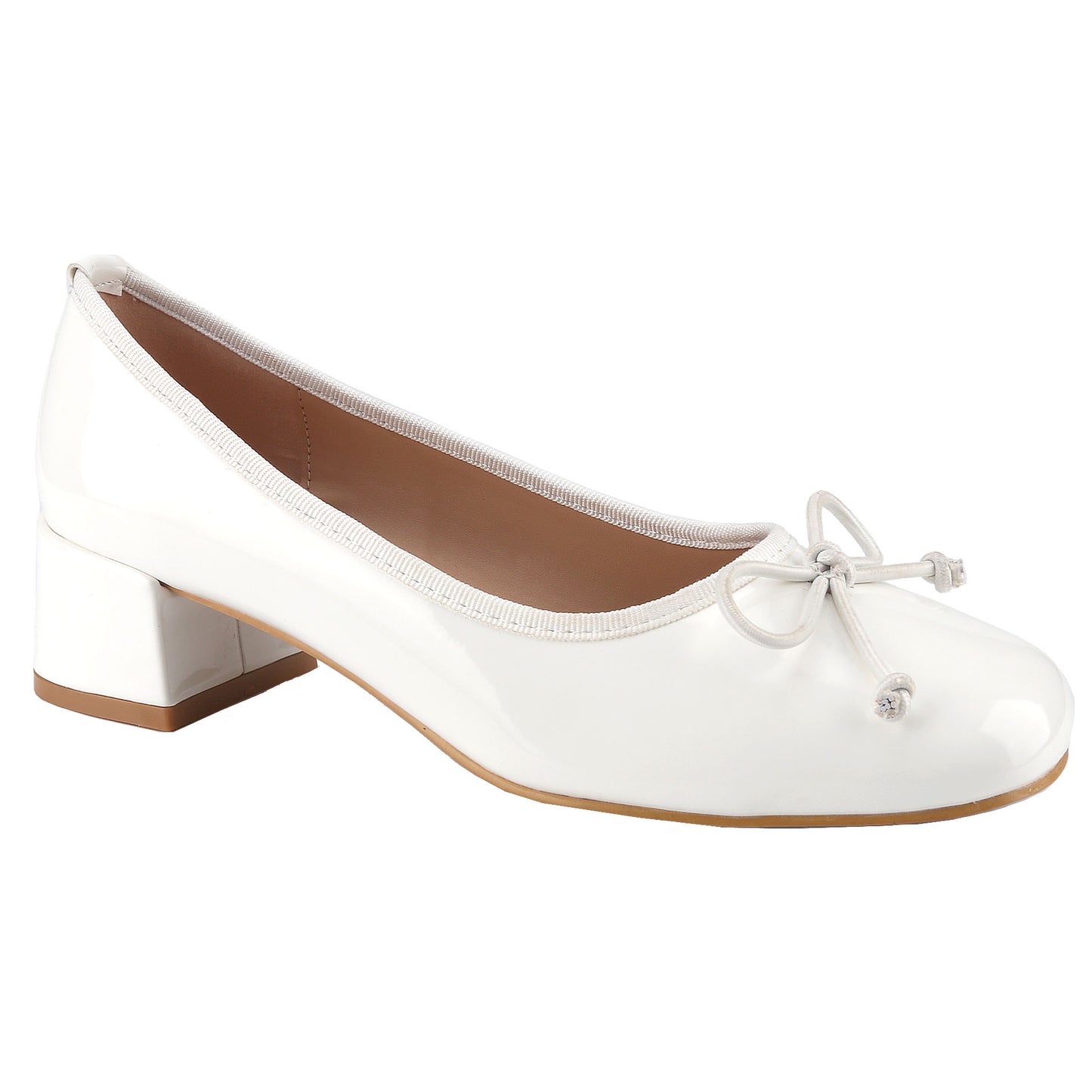 Women's bow heels, low block heels and square toe stylish dress shoes for parties and office pumps