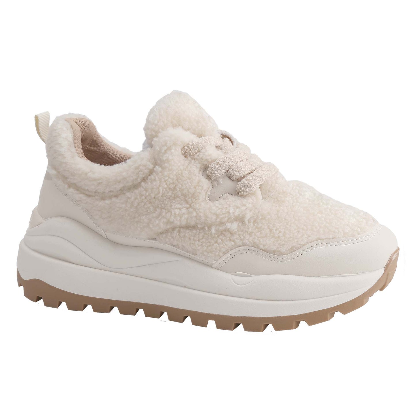 Womens Plush-Fabric Athletic Sneakers Chunky Sole Comfortable Casual Shoes