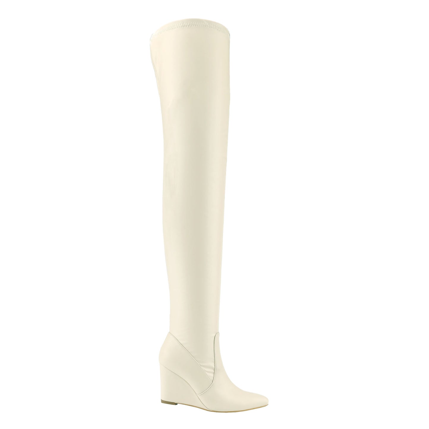 Women's Pointed Toe Wedge Knee-High Boots Stretch Fabric Over-the-Knee Design