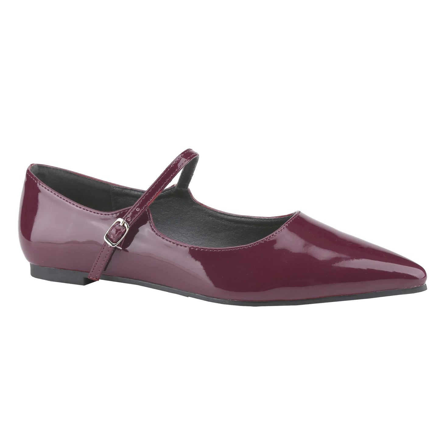 Women's Mary Janes with Adjustable Straps, Pointed Toe, Retro Patent Leather Ballet Flats Elegant Dress Shoes