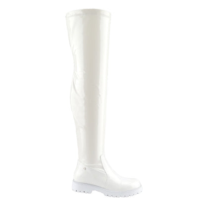 Womens Vintage Round Toe Long Flat Boots Comfortable Side Zip Riding Boots with Rubber Sole for Fall/Winter