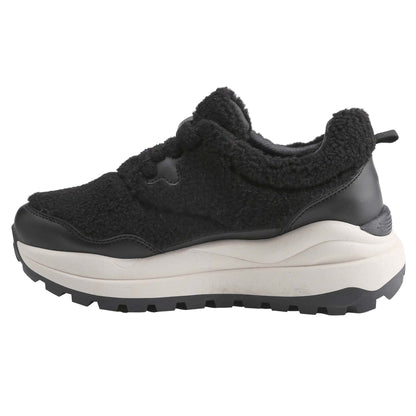 Womens Plush-Fabric Athletic Sneakers Chunky Sole Comfortable Casual Shoes