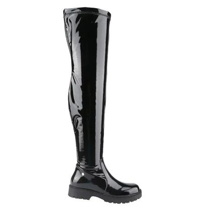 Womens Vintage Round Toe Long Flat Boots Comfortable Side Zip Riding Boots with Rubber Sole for Fall/Winter