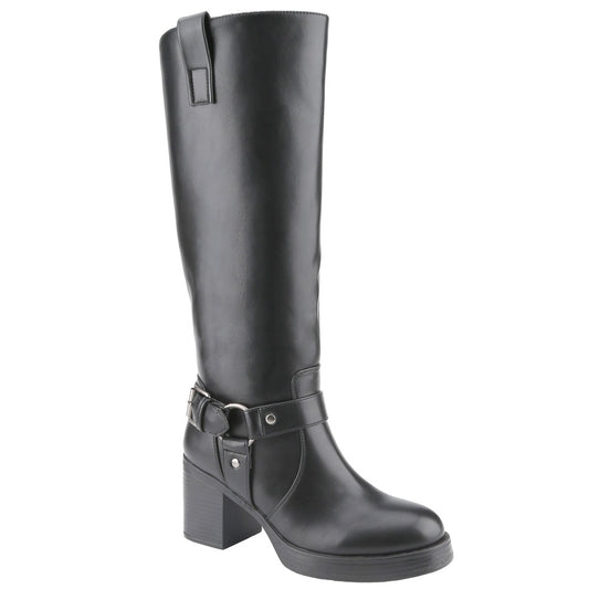 Women's round toe chunky heel tall boots, simple versatile comfortable boots.
