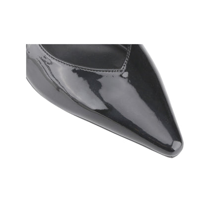 Women's pointed-toe patent leather heels, slingback ankle strap buckle sandals, low-heeled stiletto fashion party dress shoes