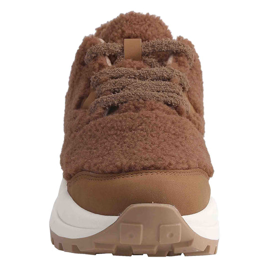 Womens Plush-Fabric Athletic Sneakers Chunky Sole Comfortable Casual Shoes