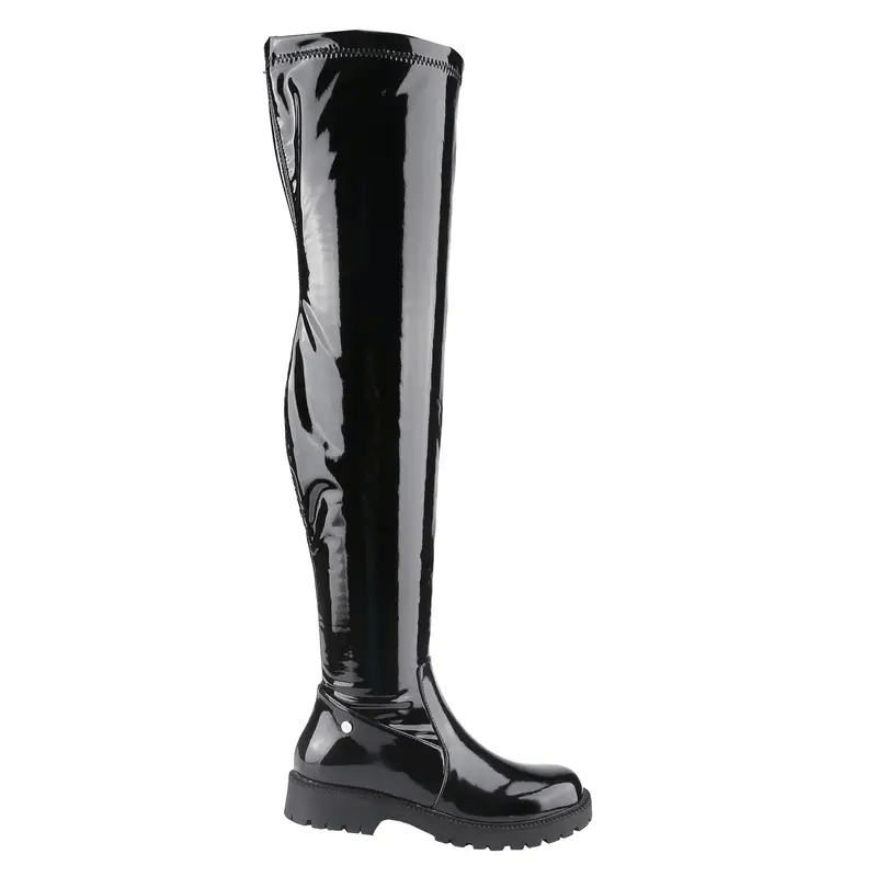 Womens Vintage Round Toe Long Flat Boots Comfortable Side Zip Riding Boots with Rubber Sole for Fall/Winter